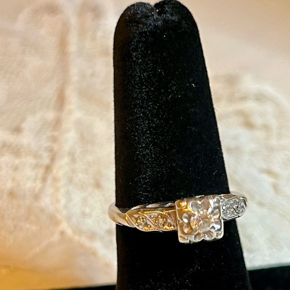 Art Deco Vintage Diamond Ring Size 6.5 - Picture 3 of 12